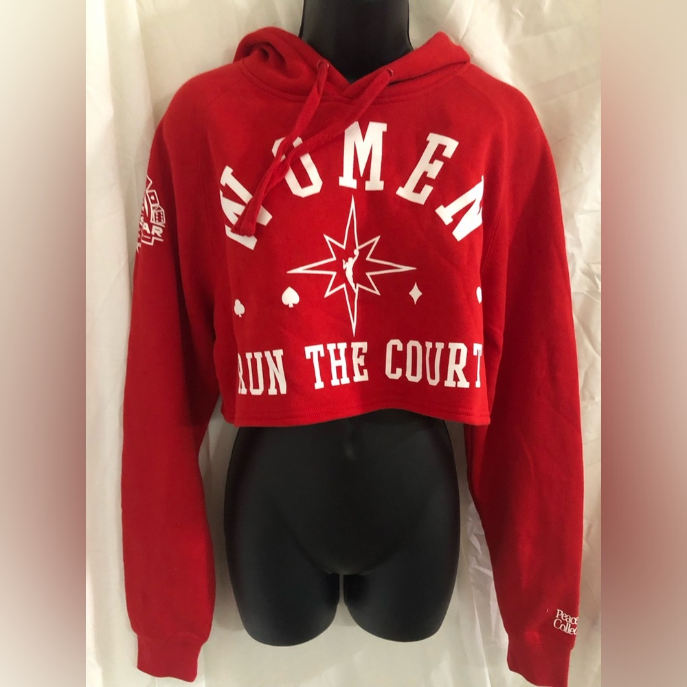 Peace Collective WNBA Women Run The Court queen of the court red cropped hoodie